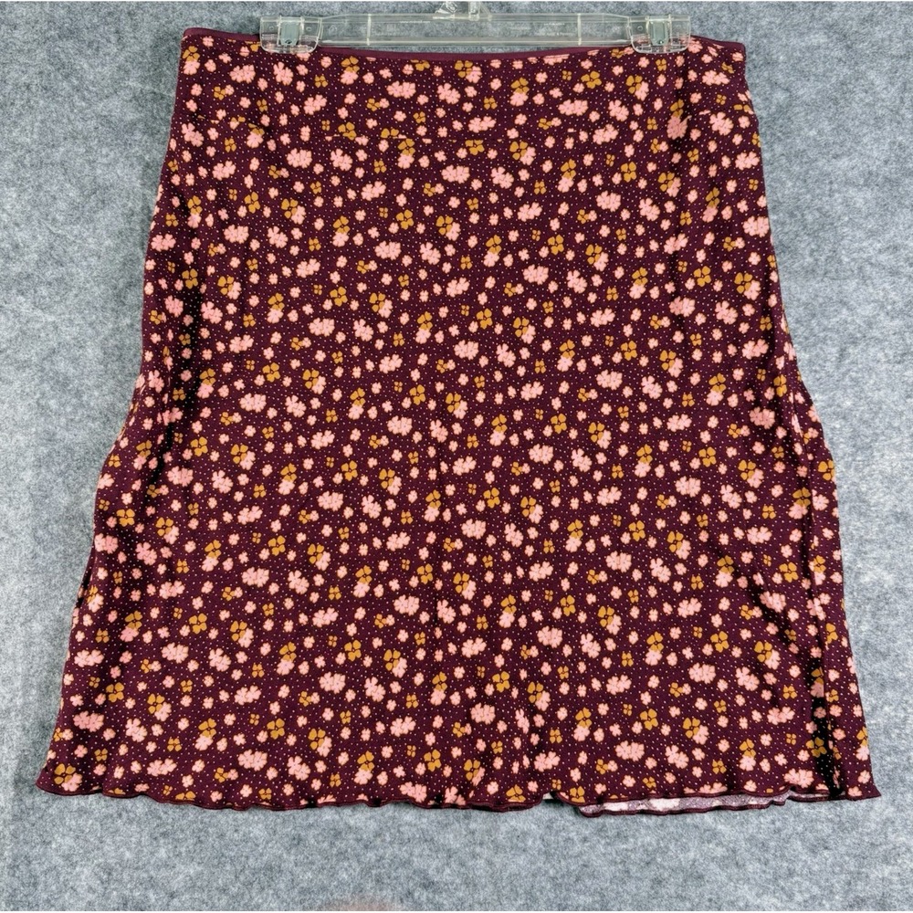 FREE PEOPLE Irl Disty Skirt Size 10 Burgundy Floral Knee Length NWOT